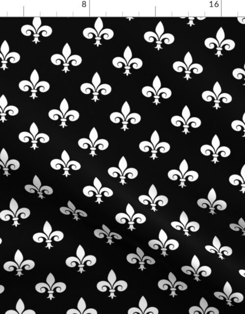 White French Fleur de Lis on Black Fabric
