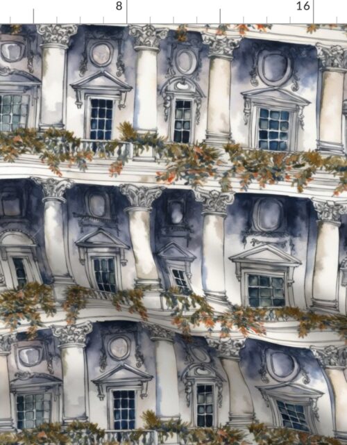 White House Architectural Detail in Windows, Columns, Doors and Balustrades Fabric