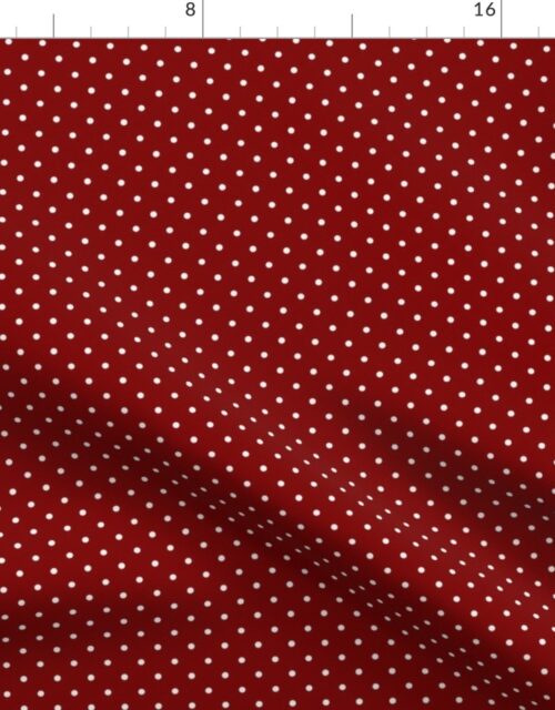White Polka Dots On Dark Christmas Candy Apple Red Fabric