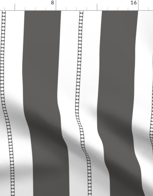 White and Charcoal Grey Cabana Beach Bubble Stripes Fabric