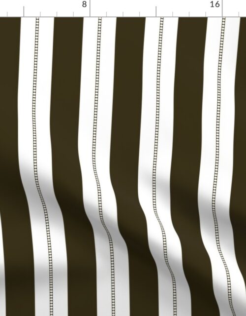 White and Cocoa Brown Cabana Beach Bubble Stripes Fabric