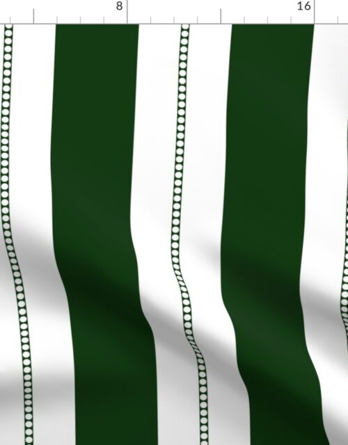 White and Hunting Green Cabana Beach Bubble Stripes Fabric