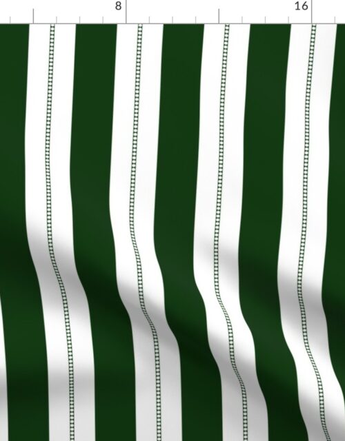 White and Hunting Green Cabana Beach Bubble Stripes Fabric