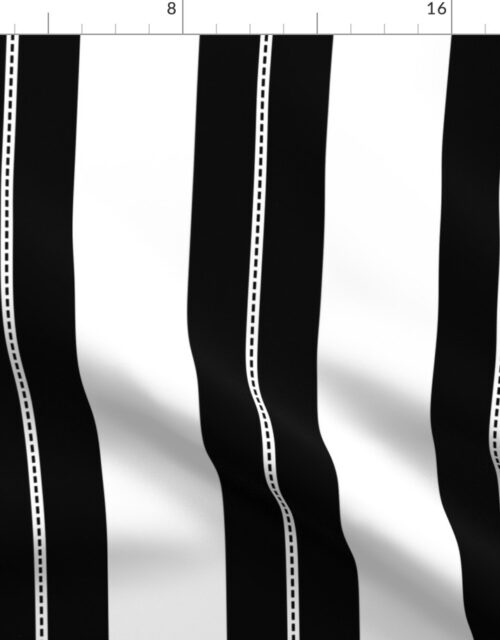 White and Jet Black Cabana Beach Dash Stripes Fabric