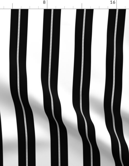 White and Jet Black Cabana Beach Dash Stripes Fabric