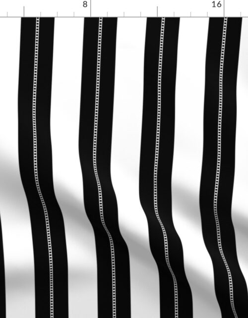 White and Jet Black Cabana Beach Perforated Stripes Fabric