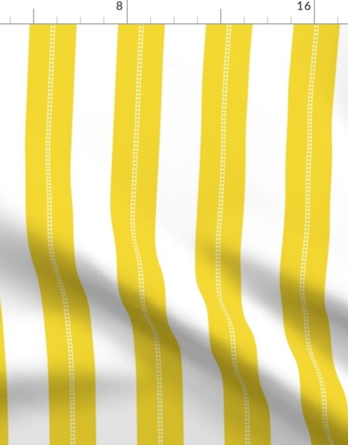 White and Lemon Yellow Cabana Beach Bubble Stripes Fabric