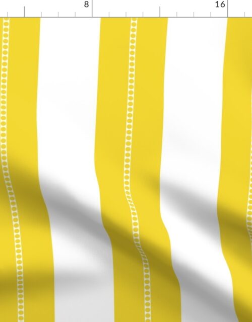 White and Lemon Yellow Cabana Beach Bubble Stripes Fabric