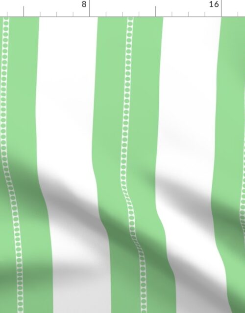 White and Mint Green Cabana Beach Bubble Stripes Fabric