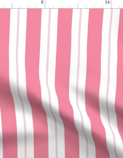 White and Shell Pink Cabana Beach Bubble Stripes Fabric