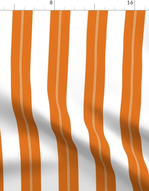 White and Sunset Orange Cabana Beach Bubble Stripes Fabric