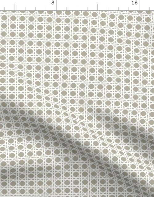 White on Beige Rattan Caning Pattern Fabric