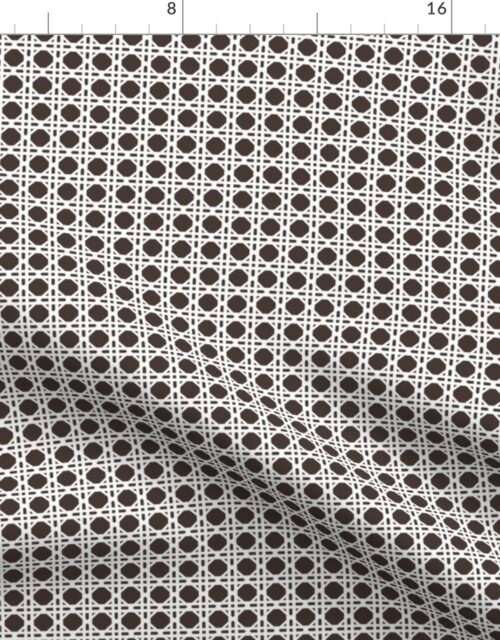White on Chocolate Rattan Caning Pattern Fabric