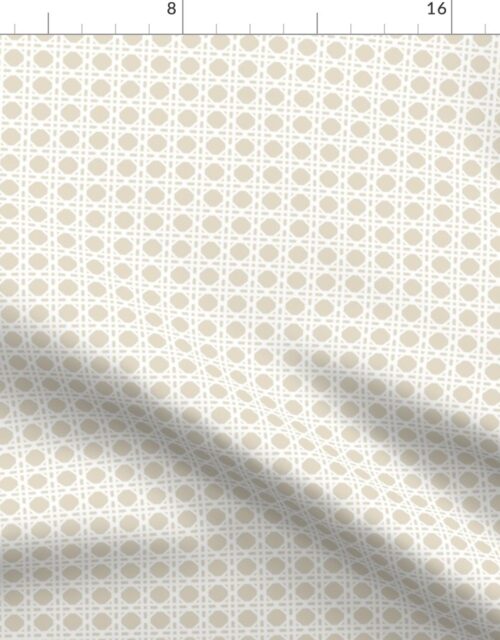 White on Cream Rattan Caning Pattern Fabric