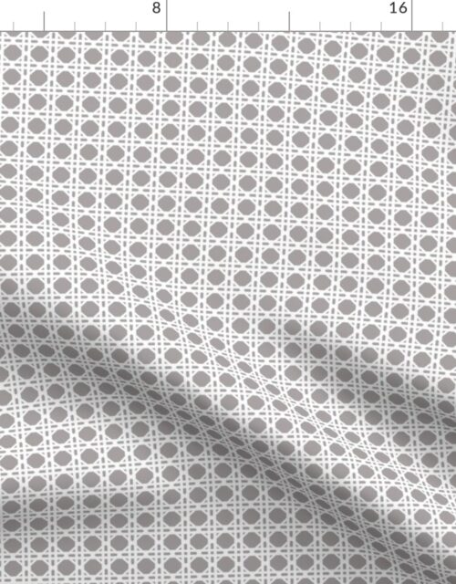 White on Fawn Rattan Caning Pattern Fabric