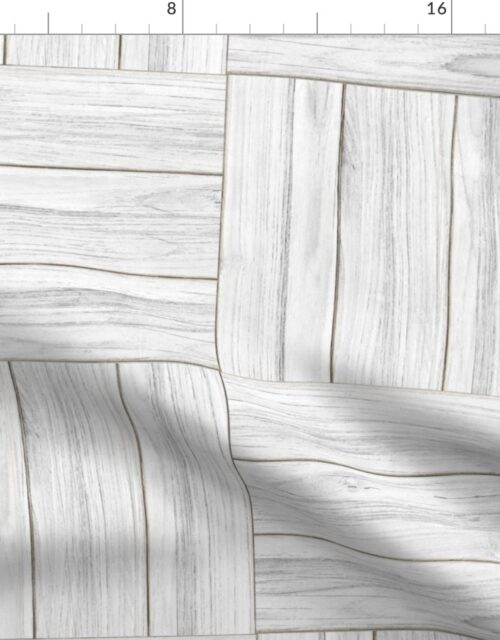 Whitewashed Geometric Parquet Wooden Planks 3 inch Fabric