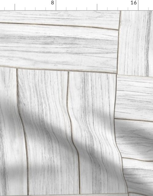 Whitewashed Geometric Parquet Wooden Planks  4.5 inch Fabric