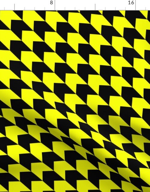 Yellow and Black Houndstooth Chevrons Fabric