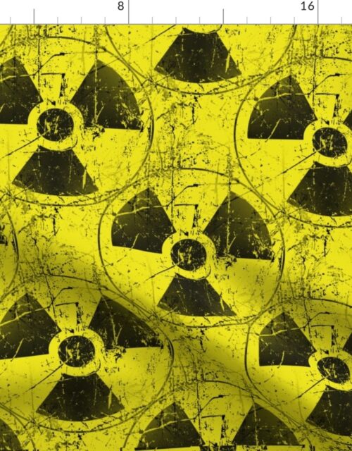 Yellow and Black Radioactive Hazmat Grunge Pattern Fabric