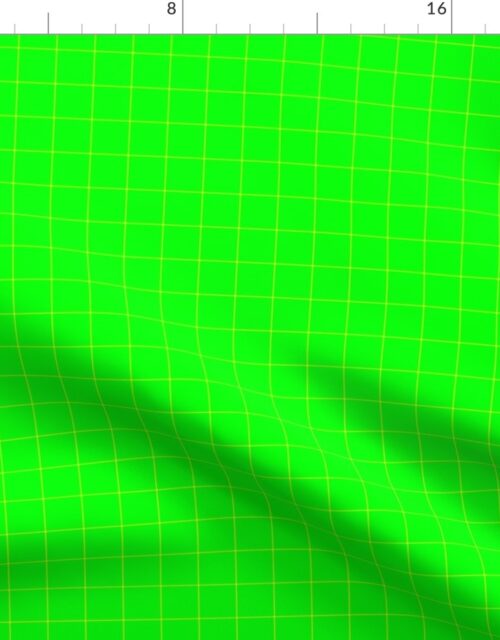Yellow on Green on Lemon and Lime Grid 1 inch Fabric