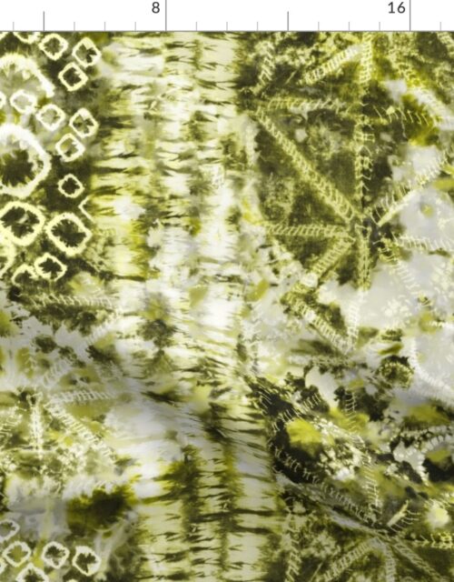 Yellowish Green Summer Tie Dye Batik Wax Tie Die Print Fabric