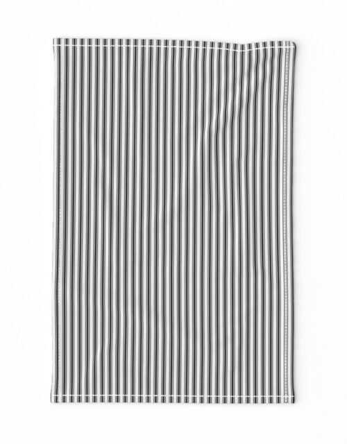 Black and White Mattress Ticking 1/4 inch Wide Bedding Stripes Tea Towel