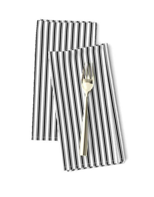 Black and White Mattress Ticking 1/4 inch Wide Bedding Stripes Dinner Napkins