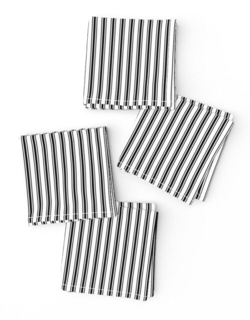 Black and White Mattress Ticking 1/4 inch Wide Bedding Stripes Cocktail Napkins