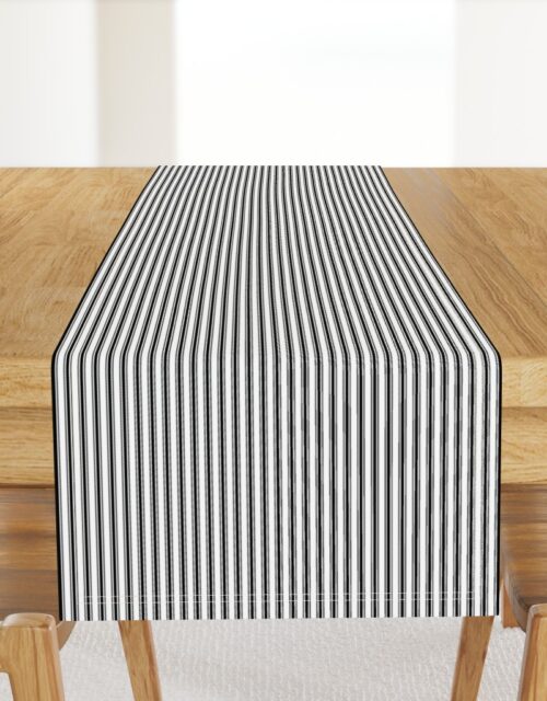 Black and White Mattress Ticking 1/4 inch Wide Bedding Stripes Table Runner