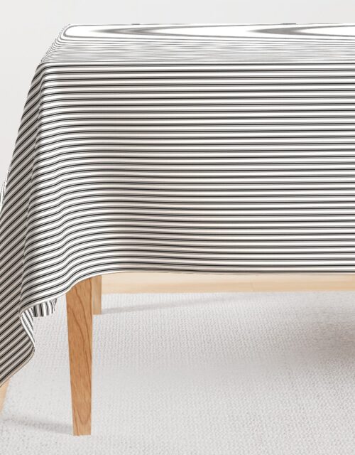Black and White Mattress Ticking 1/4 inch Wide Bedding Stripes Rectangular Tablecloth
