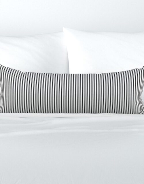 Black and White Mattress Ticking 1/4 inch Wide Bedding Stripes Extra Long Lumbar Pillow