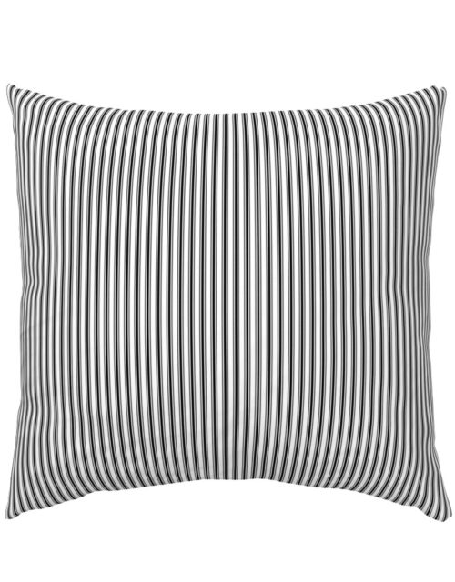 Black and White Mattress Ticking 1/4 inch Wide Bedding Stripes Euro Pillow Sham