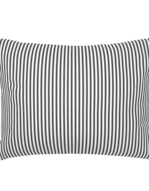 Black and White Mattress Ticking 1/4 inch Wide Bedding Stripes Standard Pillow Sham