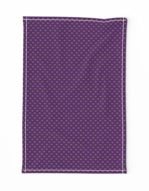 Micro Gold Crowns on Royal Purple Tea Towel