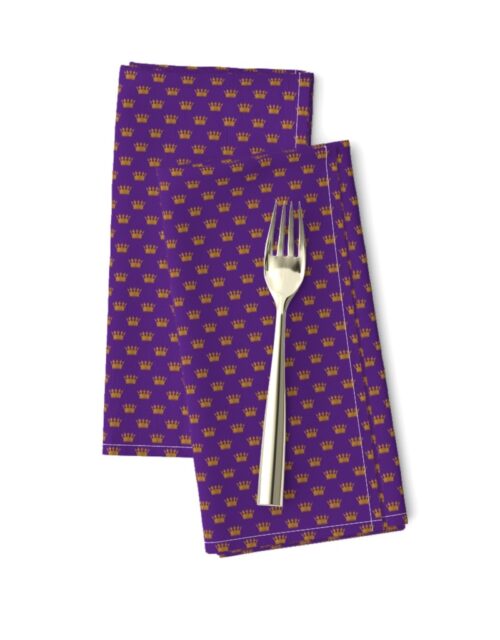 Micro Gold Crowns on Royal Purple Dinner Napkins