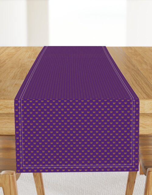 Micro Gold Crowns on Royal Purple Table Runner