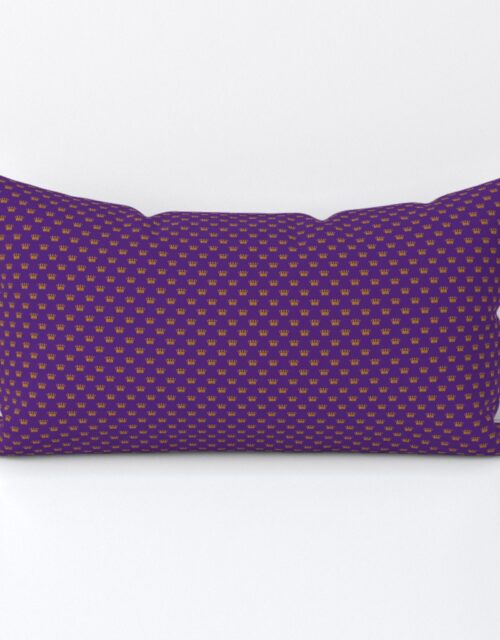 Micro Gold Crowns on Royal Purple Lumbar Throw Pillow