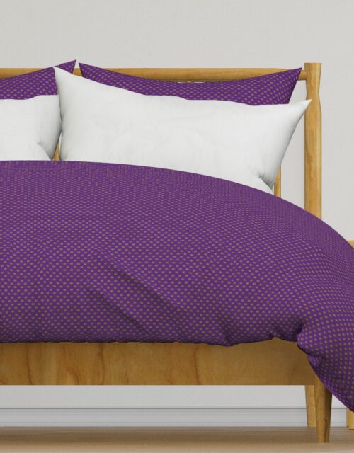 Micro Gold Crowns on Royal Purple Duvet Cover