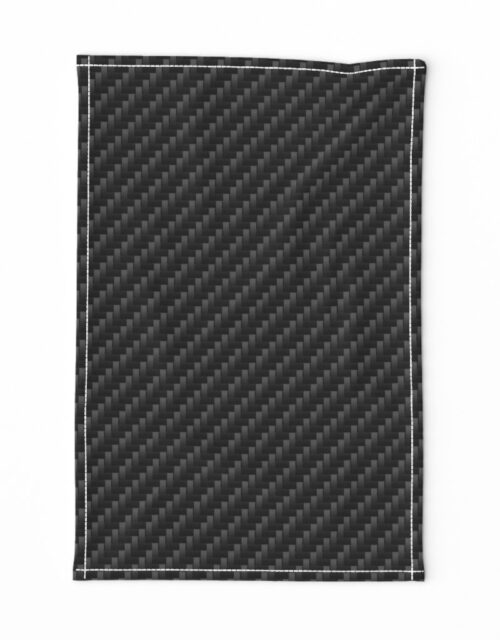 Large Diagonal Ribbed Black Carbon Fibre  for the Man Cave Tea Towel