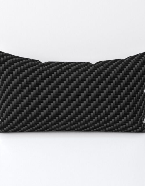 Large Diagonal Ribbed Black Carbon Fibre  for the Man Cave Lumbar Throw Pillow