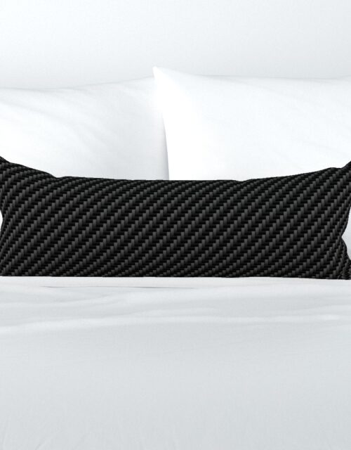 Large Diagonal Ribbed Black Carbon Fibre  for the Man Cave Extra Long Lumbar Pillow