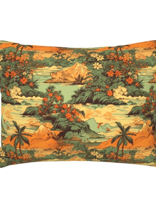 Small Vintage Hawaiian Landscape Green Standard Pillow Sham