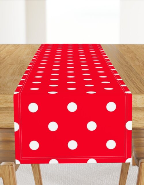 White Polkadots on Cherry Red Table Runner