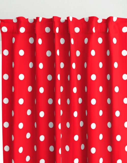 White Polkadots on Cherry Red Curtains