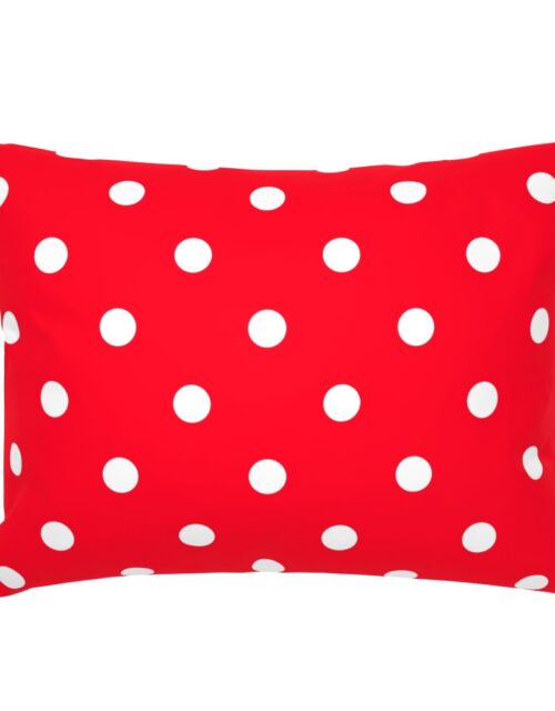 White Polkadots on Cherry Red Standard Pillow Sham