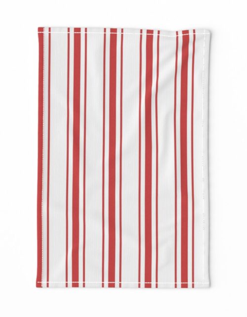 Mattress Ticking Wide Striped Pattern in Red and White Tea Towel