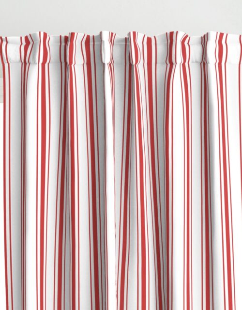 Mattress Ticking Wide Striped Pattern in Red and White Curtains