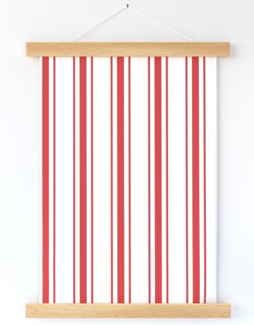 Mattress Ticking Wide Striped Pattern in Red and White Wall Hanging