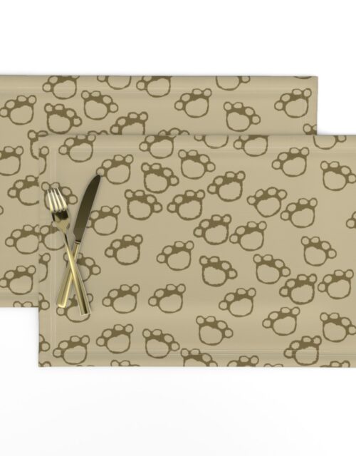 Paw Prints in Brown on Khaki Beige Placemats