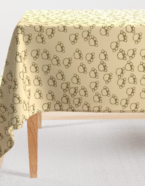 Paw Prints in Brown on Khaki Beige Rectangular Tablecloth